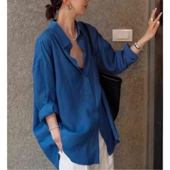 Áo sơ mi dài tay chống nắng vải lanh cao cấp – Cardigan dáng rộng mùa hè D220250