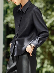 Áo sơ mi sọc xám nữ 2025 – Thanh lịch, trẻ trung D231250