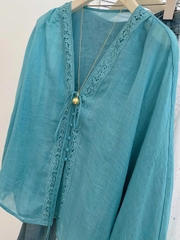 Áo sơ mi chống nắng tay dài cổ chữ V phong cách Trung Hoa – Ramie cao cấp 2025 D233250