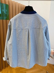 Áo sơ mi nữ cổ tròn rộng tay dài phong cách Hàn Quốc 2025 D238250