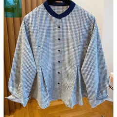 Áo sơ mi nữ cổ tròn rộng tay dài phong cách Hàn Quốc 2025 D238250