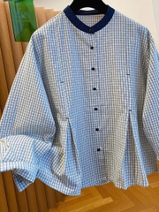 Áo sơ mi nữ cổ tròn rộng tay dài phong cách Hàn Quốc 2025 D238250