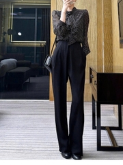 Áo sơ mi nữ chấm bi ruy băng phong cách Pháp – Item hot đầu thu 2025 D241250