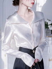 Áo sơ mi satin dài tay cao cấp kiểu phương Tây cho nữ – Xuân 2025 ✨ D2422500