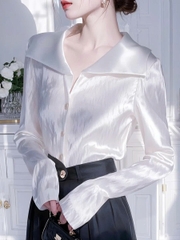 Áo sơ mi satin dài tay cao cấp kiểu phương Tây cho nữ – Xuân 2025 ✨ D2422500