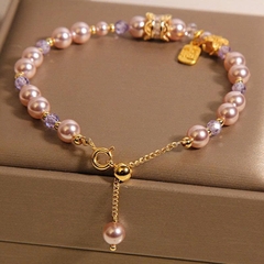 Trang Sức Vòng Tay Pha Lê Tím Đính Ngọc Trai Cao Cấp – Sang Trọng Dành Cho Nữ TS125250