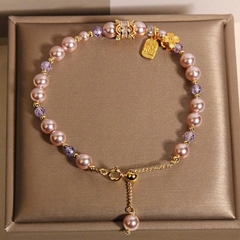 Trang Sức Vòng Tay Pha Lê Tím Đính Ngọc Trai Cao Cấp – Sang Trọng Dành Cho Nữ TS125250