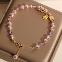 Trang Sức Vòng Tay Pha Lê Tím Đính Ngọc Trai Cao Cấp – Sang Trọng Dành Cho Nữ TS125250