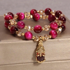 Trang Sức Vòng Tay Đá Mã Não Tự Nhiên Hai Lớp Cho Nữ – Mặt Dây Chuyền Tỳ Hưu Pixiu Độc Đáo TS129250