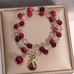 Trang Sức Vòng Tay Đá Mã Não Tự Nhiên Hai Lớp Cho Nữ – Mặt Dây Chuyền Tỳ Hưu Pixiu Độc Đáo TS129250