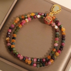 Trang Sức Vòng Tay Tourmaline Tự Nhiên Hai Mặt Hình Tròn – Kết Hợp Pha Lê Mặt Bầu Sang Trọng TS132250