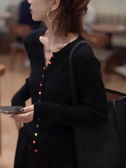 Áo len cardigan dệt kim tay dài – Hàng Châu Âu cao cấp đầu thu 2025 D246250