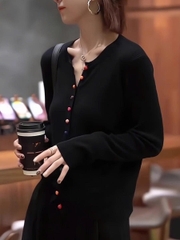 Áo len cardigan dệt kim tay dài – Hàng Châu Âu cao cấp đầu thu 2025 D246250