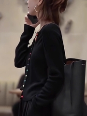 Áo len cardigan dệt kim tay dài – Hàng Châu Âu cao cấp đầu thu 2025 D246250