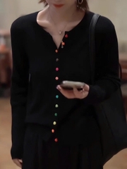 Áo len cardigan dệt kim tay dài – Hàng Châu Âu cao cấp đầu thu 2025 D246250