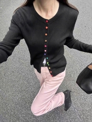 Áo len cardigan dệt kim tay dài – Hàng Châu Âu cao cấp đầu thu 2025 D246250