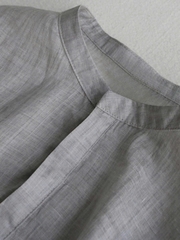 Áo sơ mi vải lanh nữ màu xám đậm – Mùa hè 2025 D252250