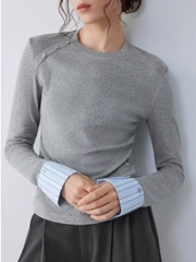 Áo thun nữ dáng suông phối màu tương phản – Thu Đông 2025 D255250