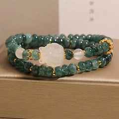 Vòng tay pha lê hình tròn ngọc bích nước xanh tự nhiên - Vòng tay đá mã não sáng bóng sang trọng TS148250