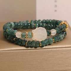 Vòng tay pha lê hình tròn ngọc bích nước xanh tự nhiên - Vòng tay đá mã não sáng bóng sang trọng TS148250