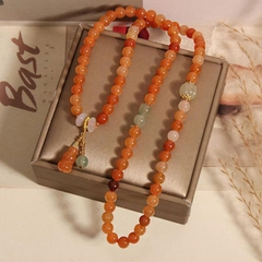 òng tay nhiều lớp ngọc bích vàng tự nhiên phong cách cổ điển, mặt dây chuyền bí ngô sang trọng TS165250