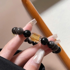Vòng tay đá Obsidian tự nhiên 10MM – Thần Tài ba mặt TS179250