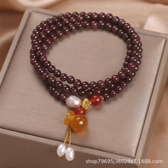 Vòng tay đá Garnet tự nhiên nhiều vòng phong cách quốc gia dành cho nữ TS191250