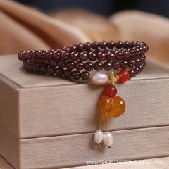 Vòng tay đá Garnet tự nhiên nhiều vòng phong cách quốc gia dành cho nữ TS191250