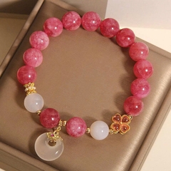 Vòng tay pha lê tourmaline hồng phong cách Trung Hoa mới TS210250