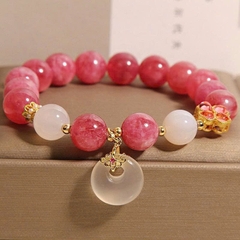 Vòng tay pha lê tourmaline hồng phong cách Trung Hoa mới TS210250