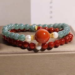 Vòng Tay Đôi Đá Mã Não Đỏ Nam Tự Nhiên – Sang Trọng, May Mắn TS217250