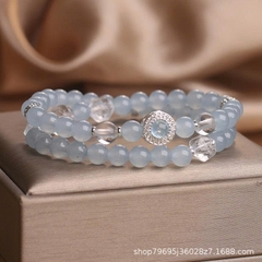 Vòng Tay Pha Lê Aquamarine Tự Nhiên - Màu Trắng Thiết kế độc đáo - Sang trọng tối giản TS239250