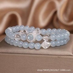 Vòng Tay Pha Lê Aquamarine Tự Nhiên - Màu Trắng Thiết kế độc đáo - Sang trọng tối giản TS239250