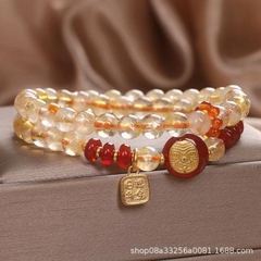 Vòng Tay Đá Mã Não Đỏ Zakiram Citrine Kết Hợp Pha Lê Tóc – Món Quà Ngọt Ngào TS240250