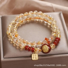 Vòng Tay Đá Mã Não Đỏ Zakiram Citrine Kết Hợp Pha Lê Tóc – Món Quà Ngọt Ngào TS240250