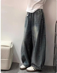 Quần Jeans Nữ Cạp Cao Ống Rộng Dáng Suông Retro QJ000260