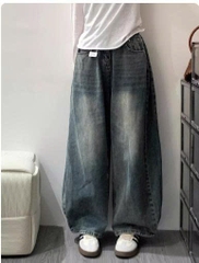 Quần Jeans Nữ Cạp Cao Ống Rộng Dáng Suông Retro QJ000260