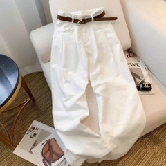 Quần JEANS Ống Rộng Cạp Cao Màu Trắng/Đen – Thiết Kế Mới Mùa Xuân QJ007260