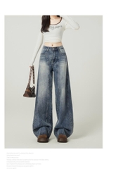 Quần Jean Ống Rộng Xanh Lam Retro – Phong Cách Đường Phố 2026 QJ009260