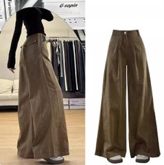 Quần Jeans Ống Rộng Xếp Ly Golden Leaf – Cạp Cao Phong Cách Retro Mỹ QJ004260