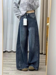 Quần Jeans Ống Rộng Dáng Suông Xanh Dương Cổ Điển – Cạp Cao Tôn Dáng QJ003260