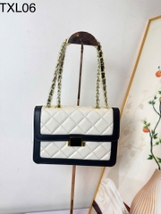 Túi Xách Nữ Chần Trám Phối Viền Đen Quai Xích Sang Trọng TXL06