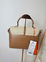Túi Xách Tay Phối Màu Kem- Nâu Vintage TXL05