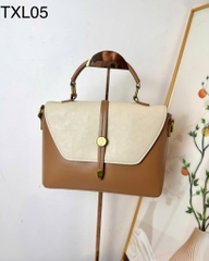 Túi Xách Tay Phối Màu Kem- Nâu Vintage TXL05
