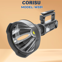 Đèn Pin Siêu Sáng CORISU W591 Chiếu Xa 500m Có Chân Đế, Tích Hợp Sạc Dự Phòng, 4 Chế Độ, Sử dụng 5h Liên Tục