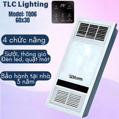 Quạt sưởi nhà tắm âm trần TLC - Corisu For All Luxury 60x30cm 4 in 1 Sưởi, quạt mát, đèn led, thông gió