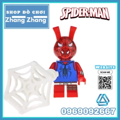 Đồ chơi xếp hình Spider Ham gồm Miles Morales - Ben Reily - Venom - Iron Ham - Hulk - Wolverham Minifigures Kopf KF6085