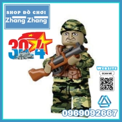 Xếp hình Bộ đội Việt Nam Việt Cộng chống Mỹ cứu nước 1975 đi kèm rất nhiều phụ kiện vũ khí Lego Minifigures DIY D71010