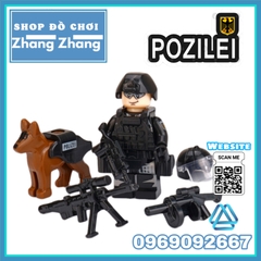 Xếp hình Polizei đặc nhiệm phản ứng nhanh Cảnh sát Đức đầy đủ vũ khí phụ kiện Lego Minifigures Tbstoys Tbs47-52