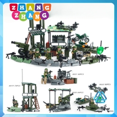 Xếp hình Doanh trại quân đội dã chiến đầy đủ vũ khí bộ binh rừng Lego Minifigures Gudi 8009
